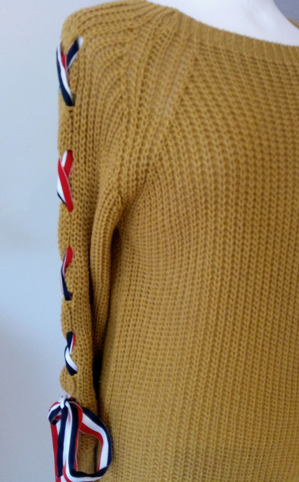 Thumbnail: Ribbon Lace Up Sleeves Jumper