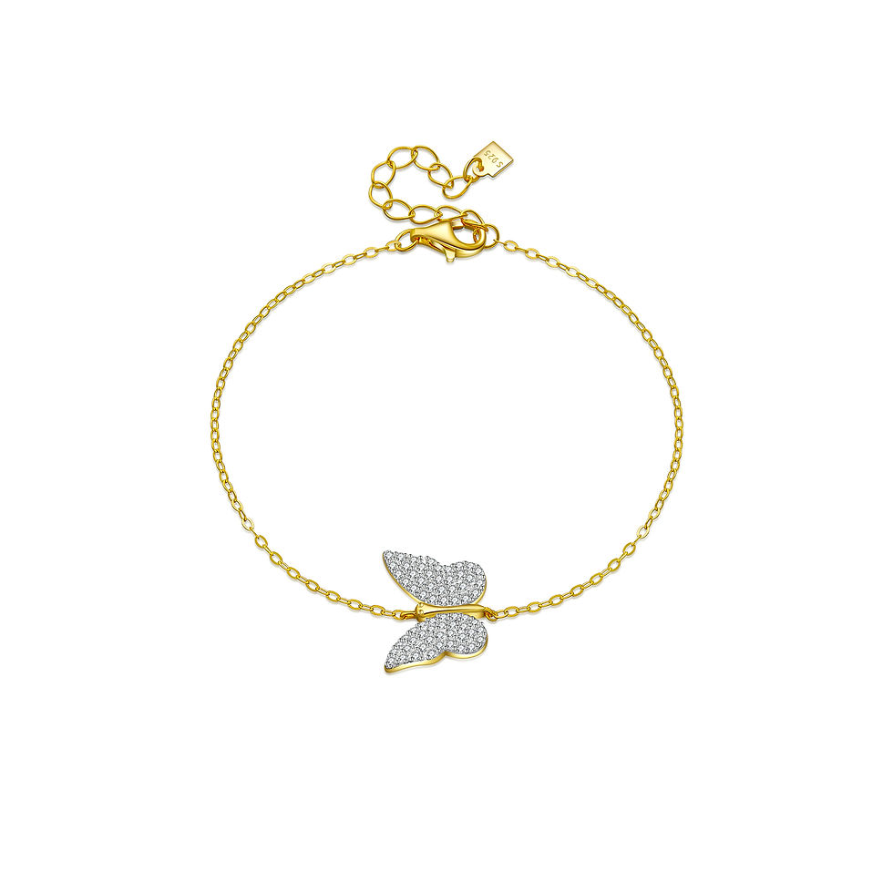 Miniatura: ANDYWEN 925 Sterling Silver Gold Split Plating Dragonfly Bee Butterfly Chain Bra