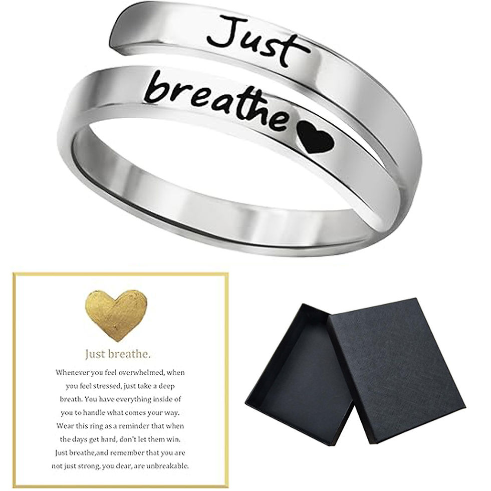 Miniatura: Just Breathe Heart Ring for Women Men, Stainless Steel Spiral Wrap Healing Rings