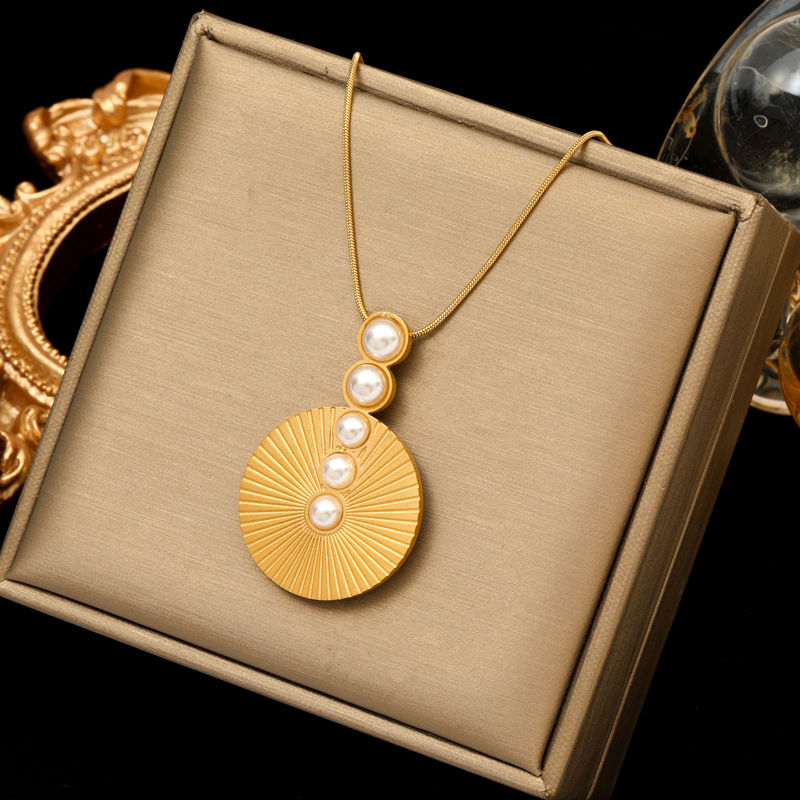Miniatura: EILIECK 316L Stainless Steel Round Square Tiger Stripe Pendant Necklace For Wome