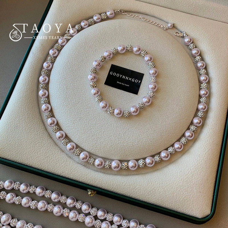 High end Manta Rose Purple Pearl Bead Necklace For 2025 Women's Elegant Clavicle