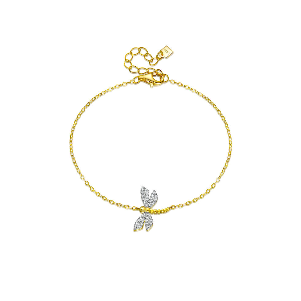 Miniatura: ANDYWEN 925 Sterling Silver Gold Split Plating Dragonfly Bee Butterfly Chain Bra
