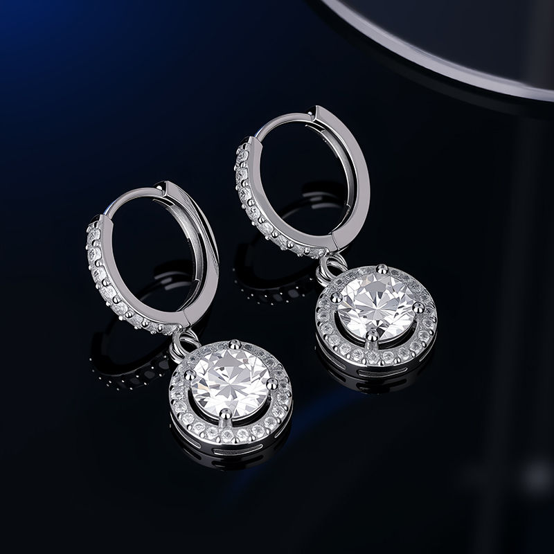 Miniatura: D Color 1CT Moissanite Loop Earring 925 Sterling Silver Plated 18k White Gold Pe