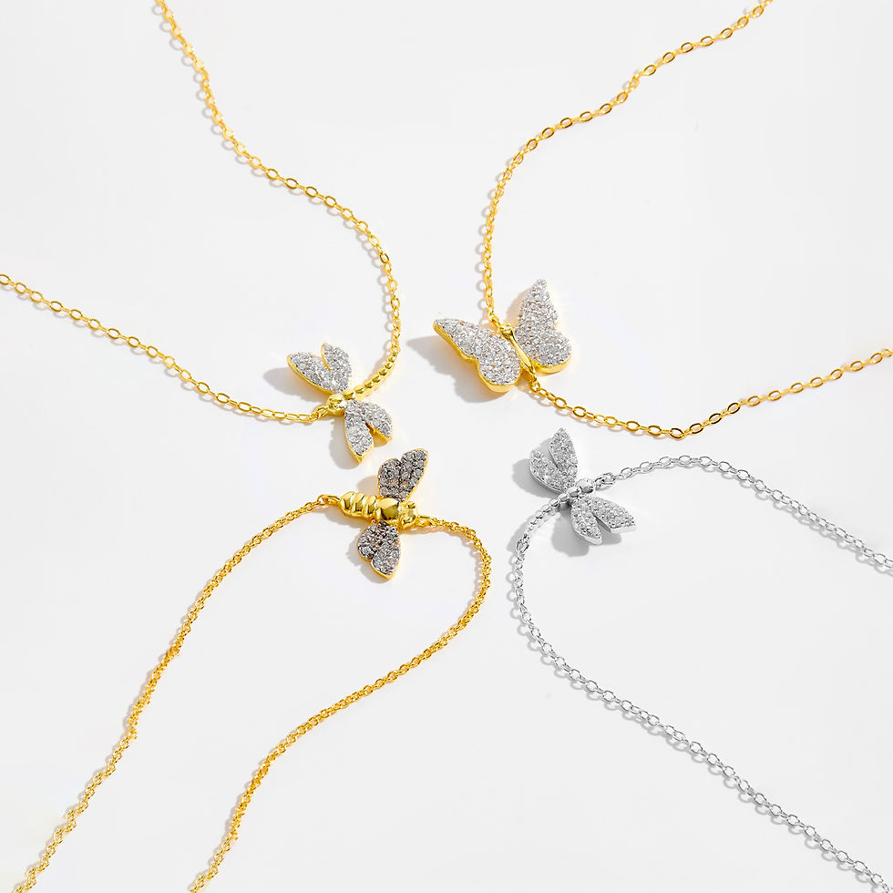 Miniatura: ANDYWEN 925 Sterling Silver Gold Split Plating Dragonfly Bee Butterfly Chain Bra