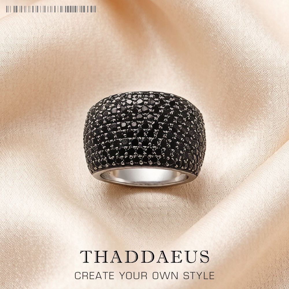 Black Pave Cocktail Ring Europe Style Fine Jewerly For Women Men 2022 Spring Vin
