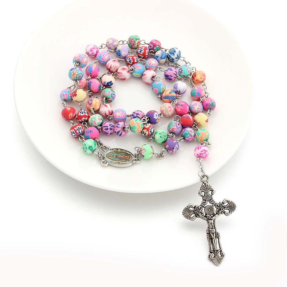 Thumbnail: Rosary Bead Necklace, First Communion Rosary for Girls and Boys, Rosary Beads Ca
