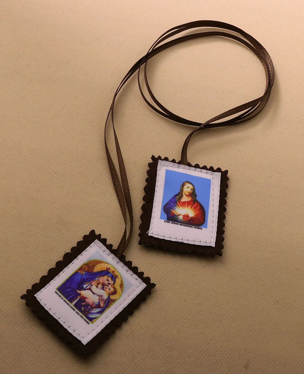 Thumbnail: Mt.Carmel Sacred Heart Necklace Lady of Mount Carmel Medal Scapular Catholic Esc