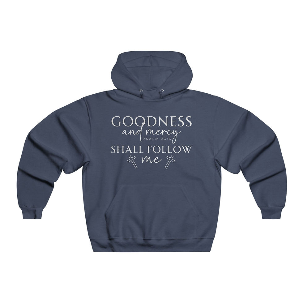 Thumbnail: Faith-Inspired Men's Hooded Sweatshirt - "Goodness and Mercy" Psalm 23:6