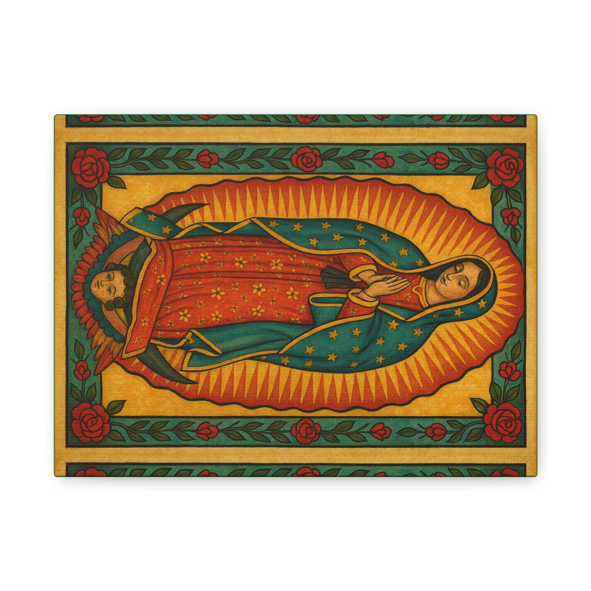 Mexican Folk Art Canvas Print - Stunning Virgen de Guadalupe Design