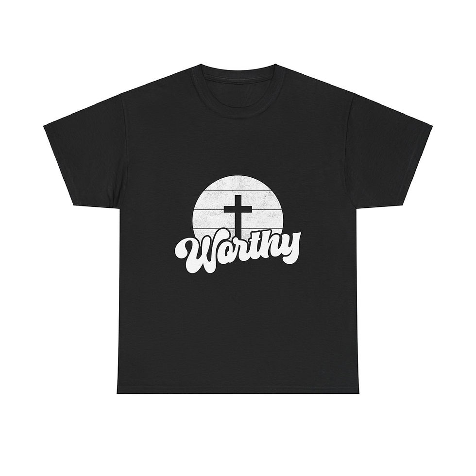 Thumbnail: Worthy Unisex Heavy Cotton Tee – Faith-Inspired Relaxed Fit Shirt