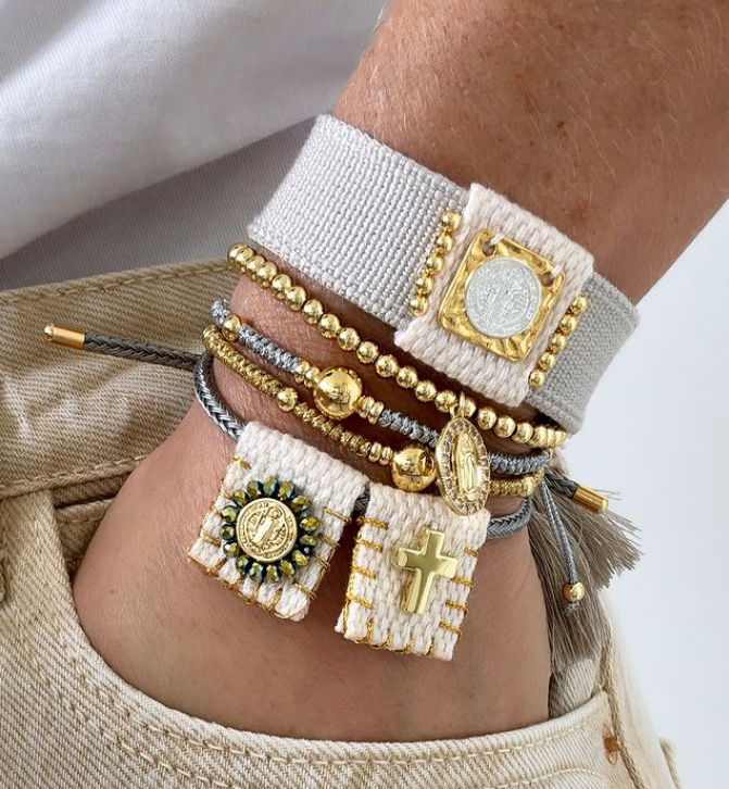 Thumbnail: Handmade Escapulario virgin cross Adjustable Bangle women jewelry Christian Sain