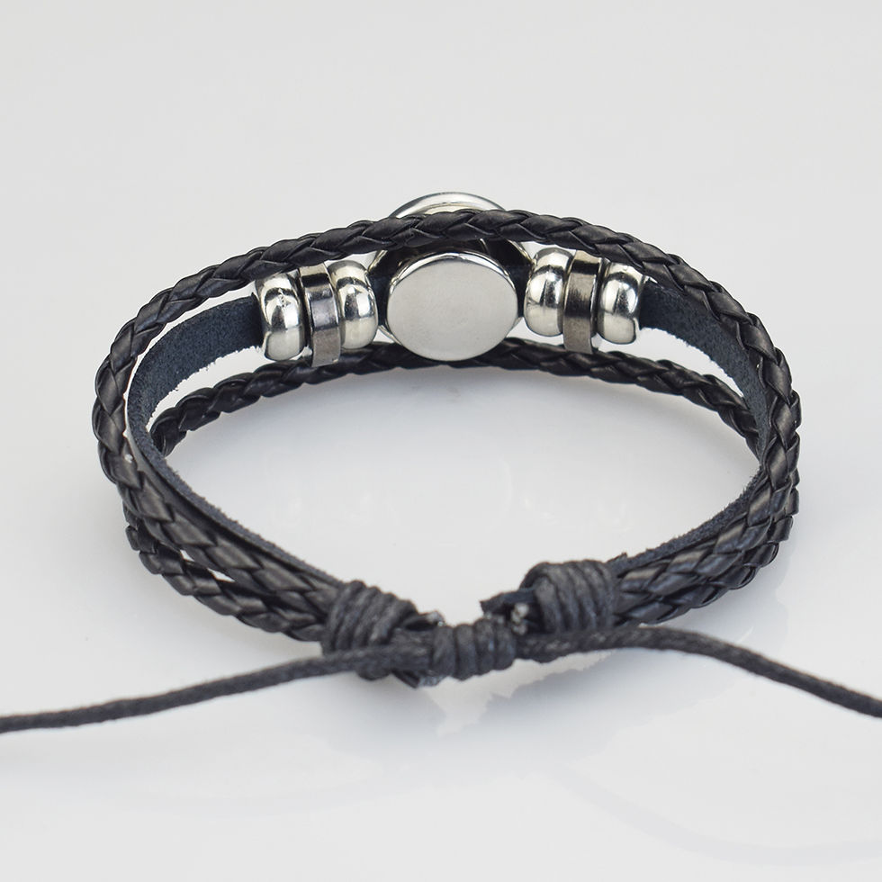 Thumbnail: Mens Christian 12 Saints Portrait Bracelet St.Paul Portrait Glass Dome Leather B