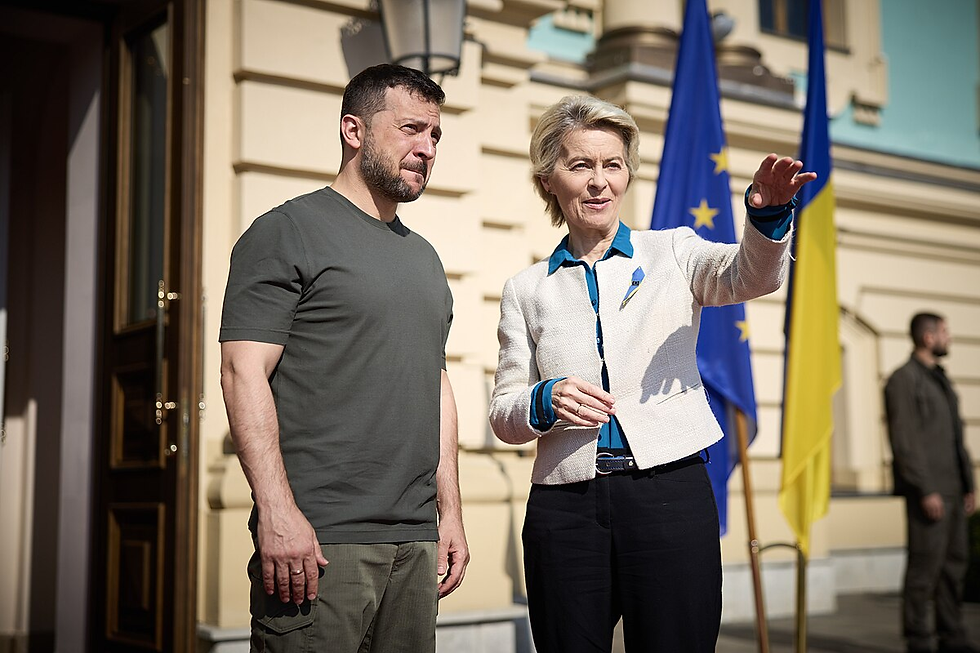 President of Ukraine Volodymyr Zelenskyy talks in Kyiv with European Commission President Ursula von der Leyen. Source: Wikimedia Commons