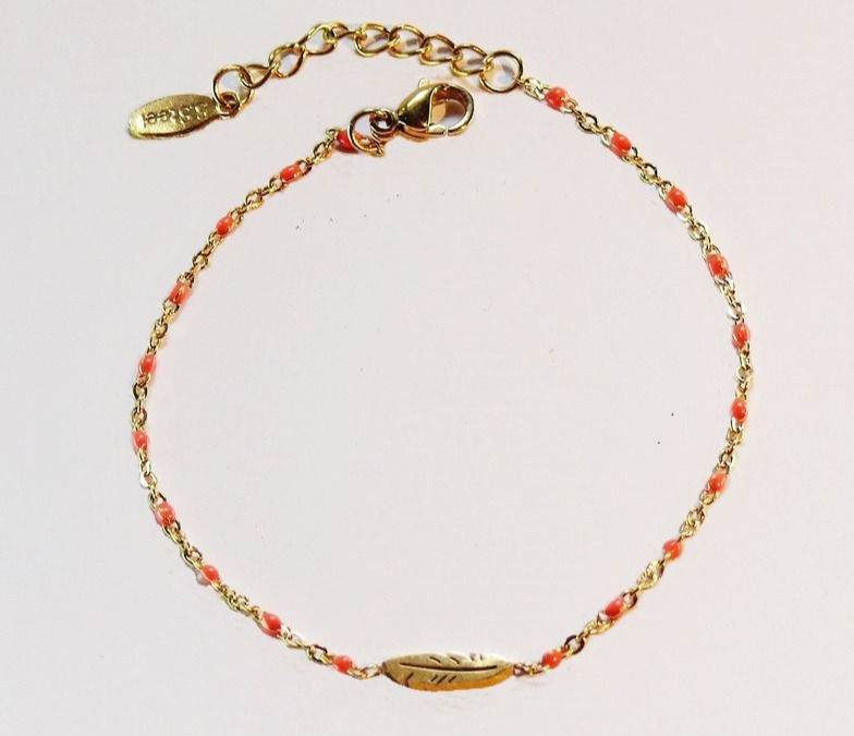 Miniature : Bracelet acier inoxydable plume
