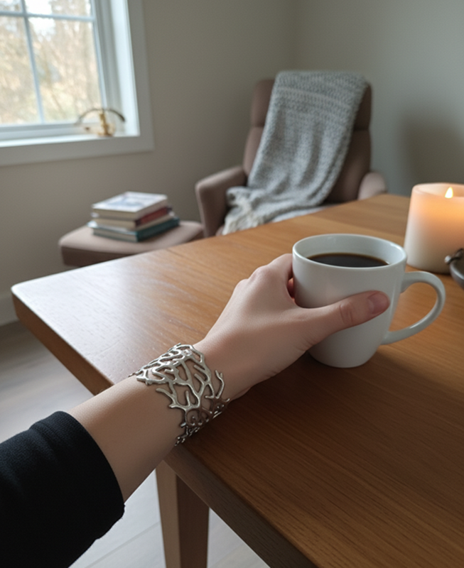 Miniature : Bracelet corail acier inoxydable