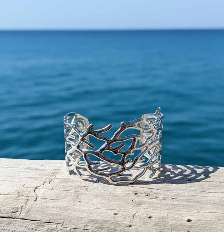 Miniature : Bracelet corail acier inoxydable