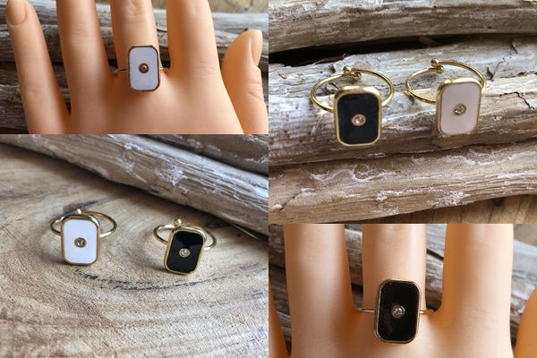 Miniature : Bague Carla en émail et acier inoxydable