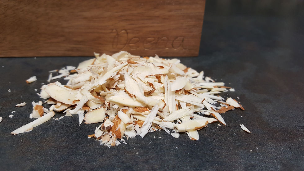 Sliced almonds from the slicer