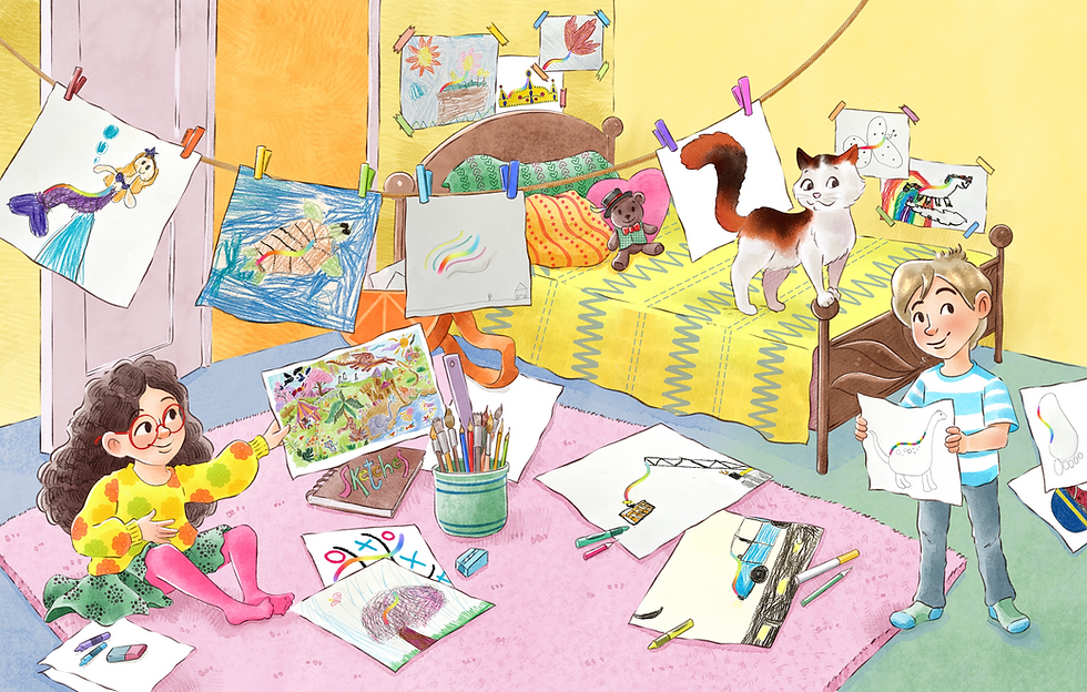 Final Art from Children's Book Many Little Squiggles by Jodi Adams