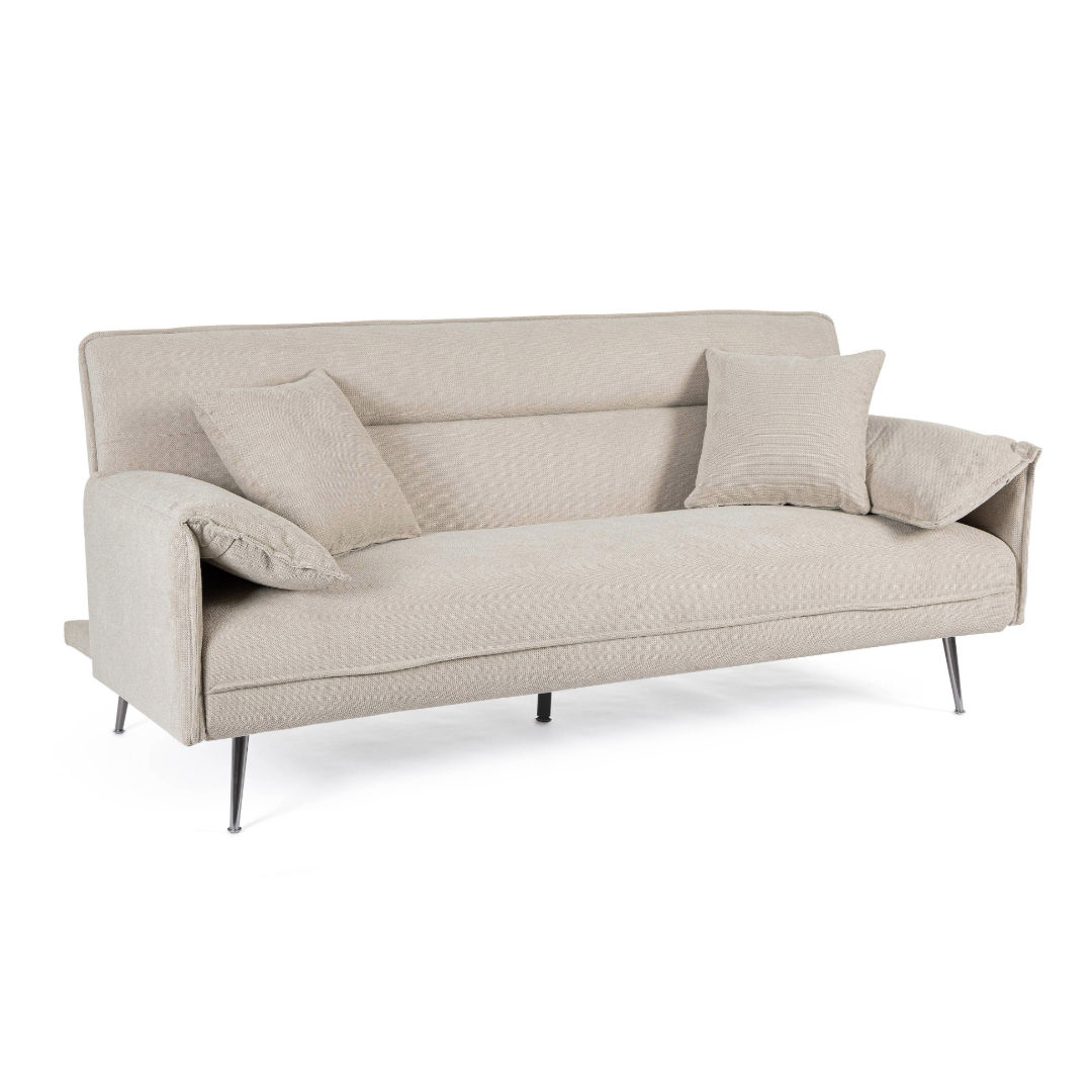 sofabed in beige folding back