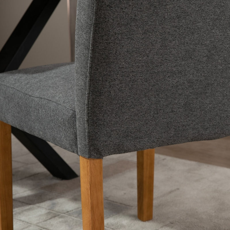 Thumbnail: dining chair wooden legs grey fabric button
