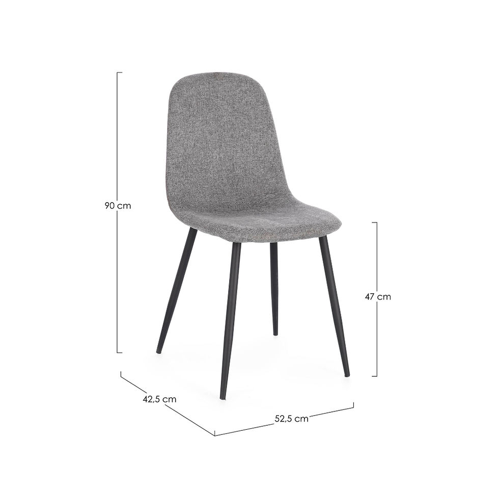 Thumbnail: dining chair in grey fabric and black legs
