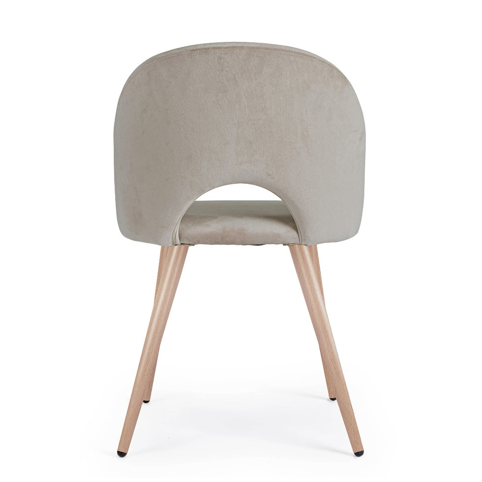 Thumbnail: dining chair in light grey velvet with metal wooden look legs