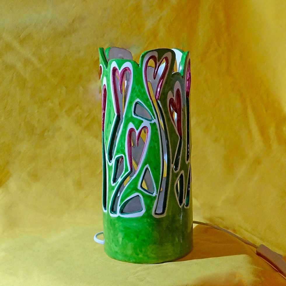 Miniatura: LL006 - Lampada da tavolo Ricami, Collezione "Giardini" verde chiaro