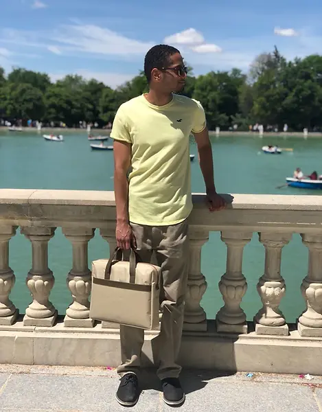 Model with handbag