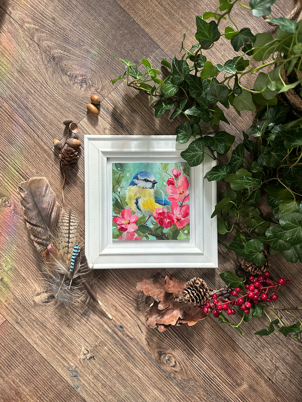 Thumbnail: Blue Tit with Blossoms - Day 3 - Original Art