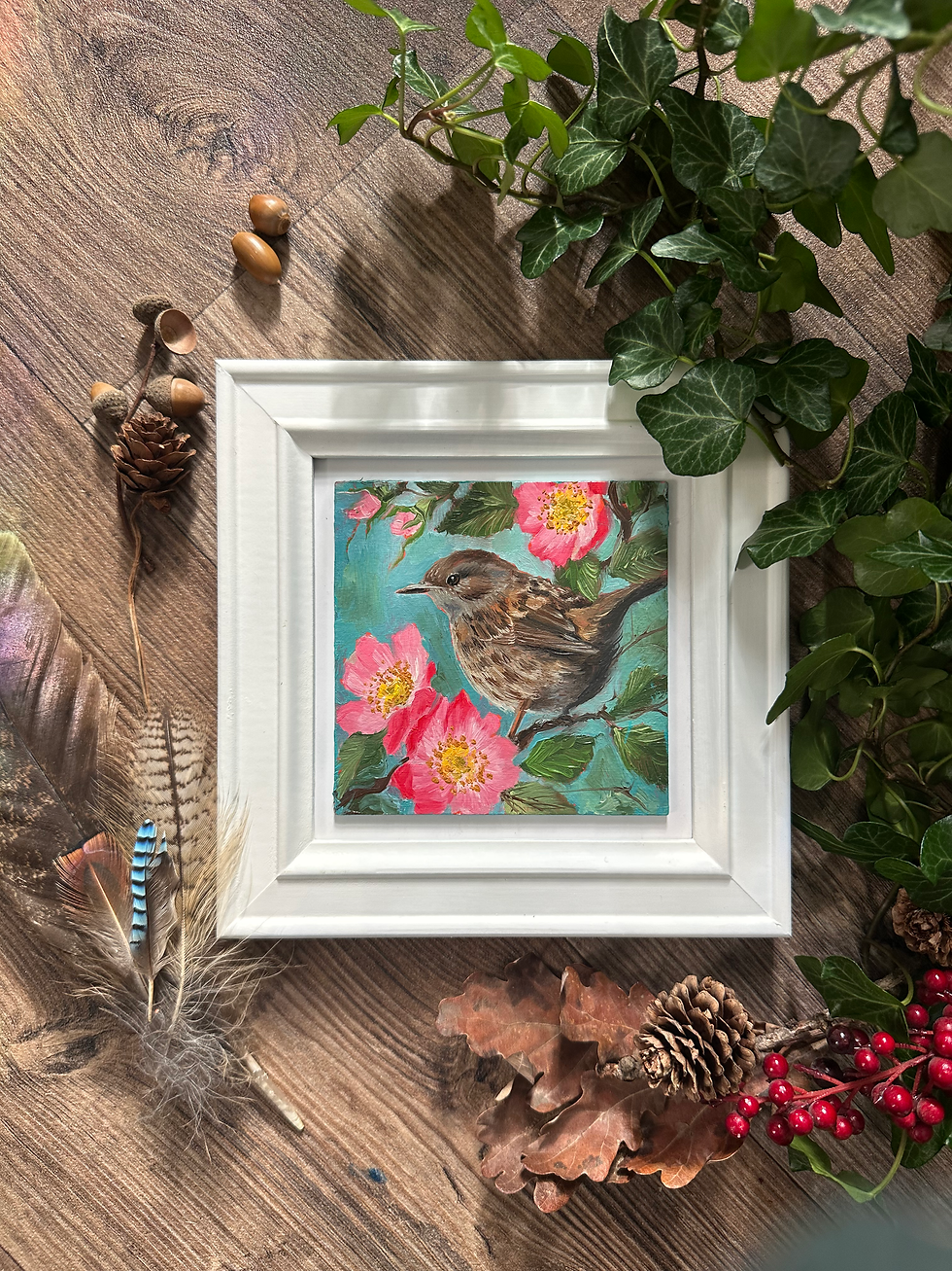 Thumbnail: Dunnock and Dog Roses - Day 10 of 30 British Garden Birds Collection