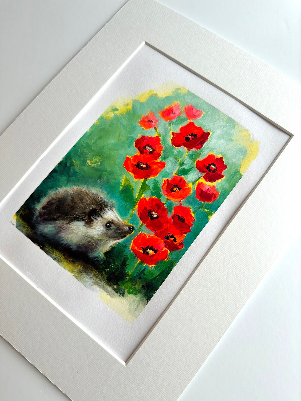 Thumbnail: Day 29 - Hedgehog with Poppies - Original Art