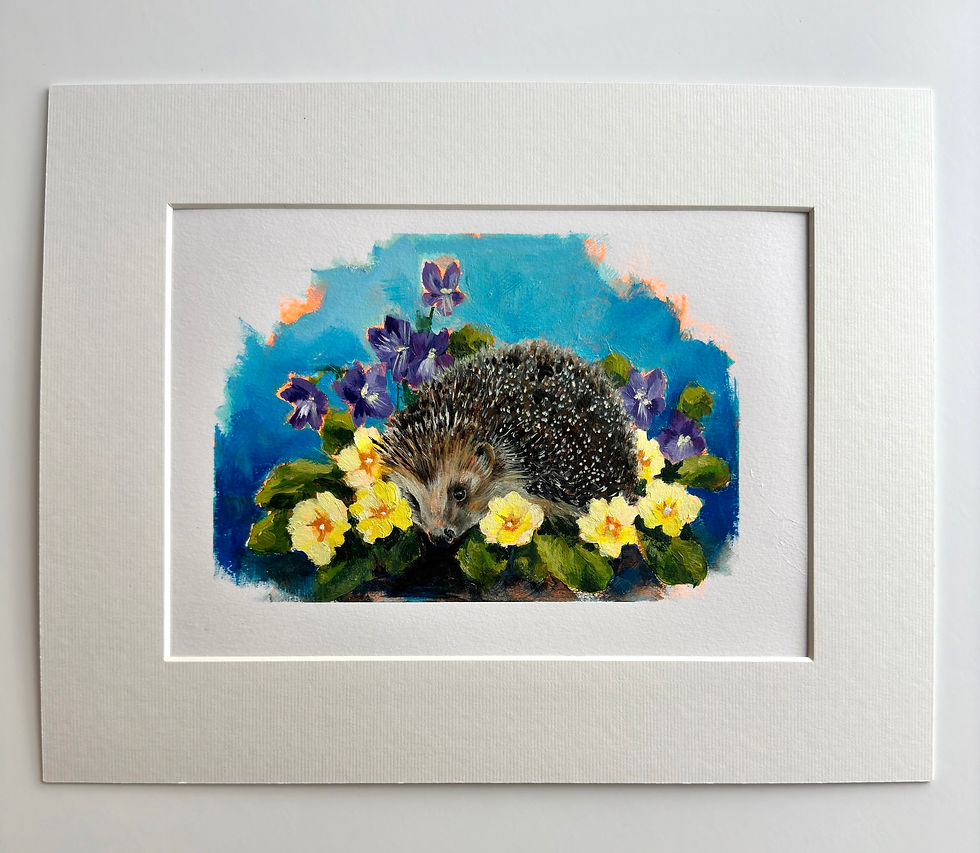Thumbnail: Day 28 - Hedgehog with Primroses - Original Art