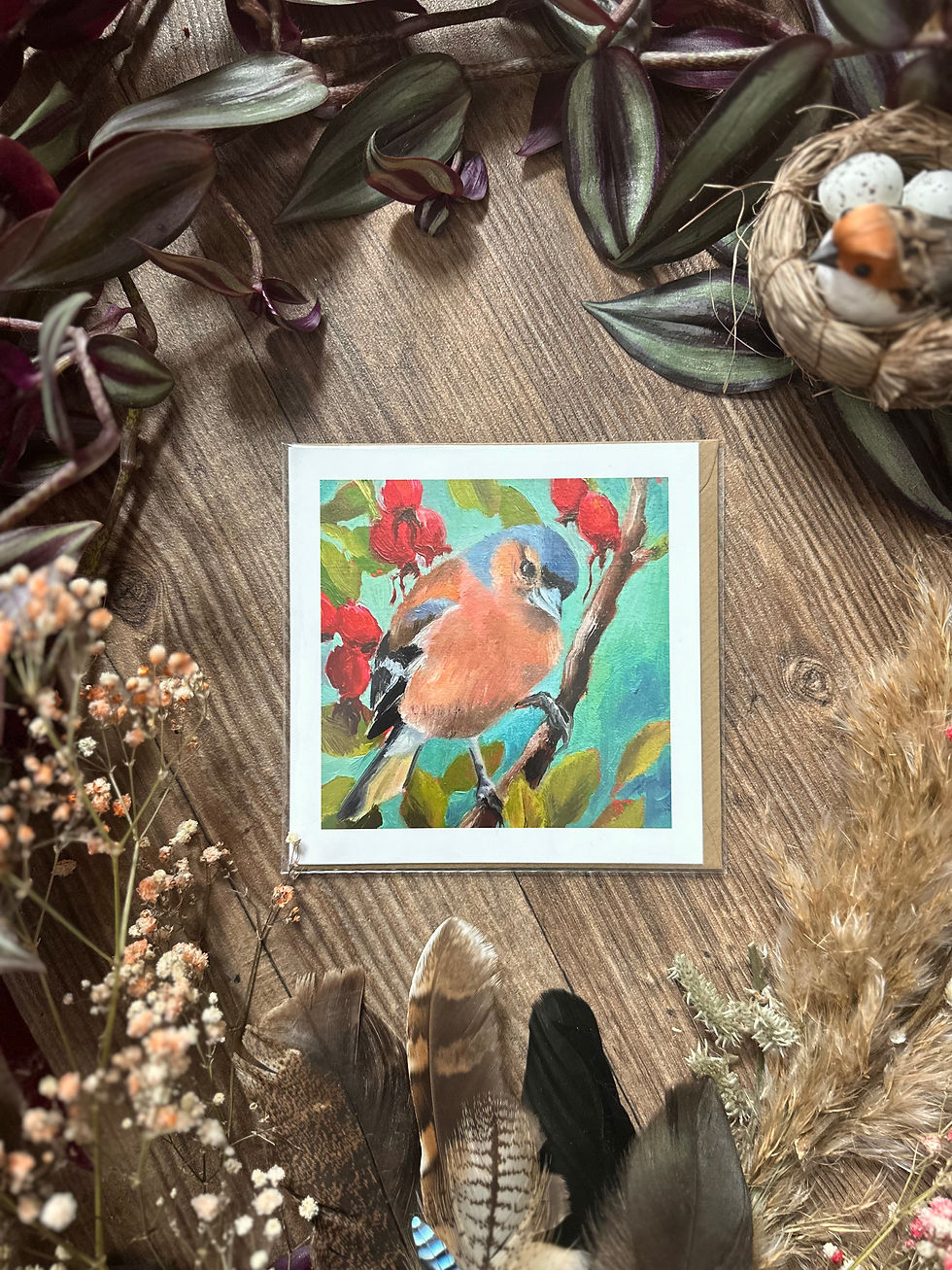 Thumbnail: Greeting Card - Chaffinch with Rosehips