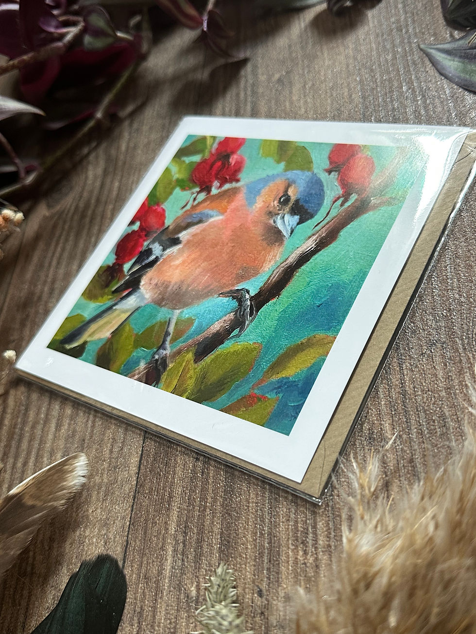 Thumbnail: Greeting Card - Chaffinch with Rosehips