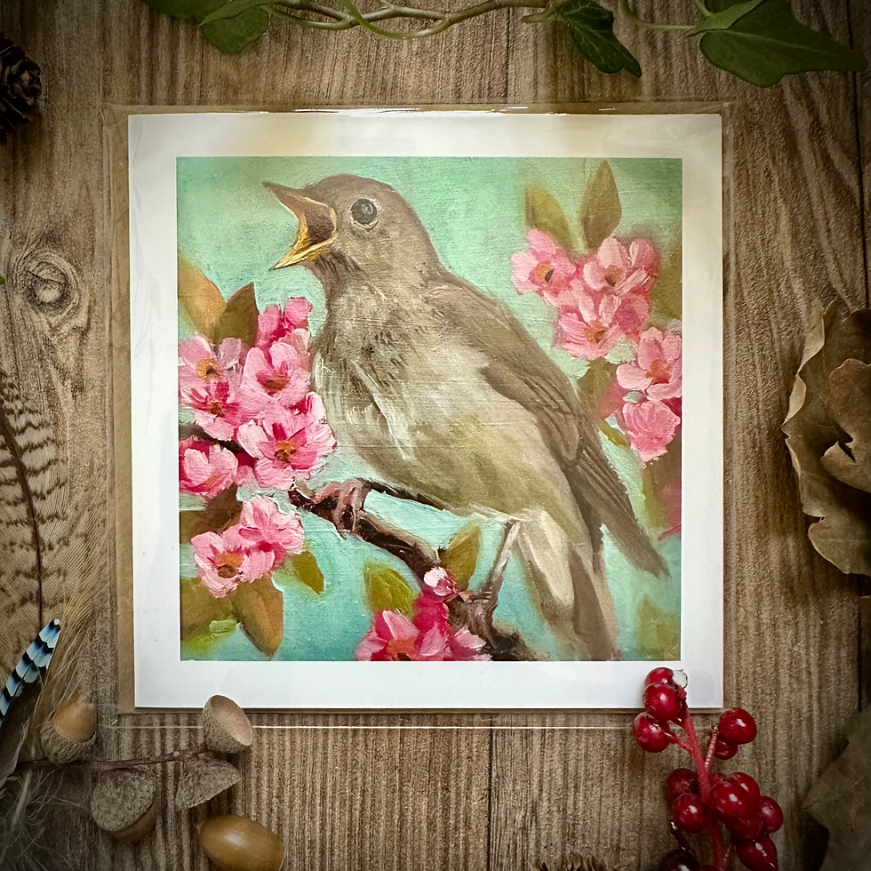 Thumbnail: Greeting Card - Nightingale with Blossom