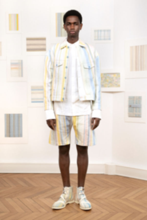 Veste devant décalé imprimée textile artisanal vue de face