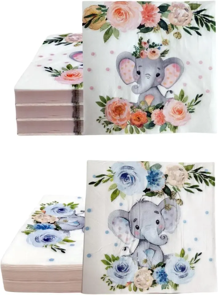 Thumbnail: Elephant Napkins 50PCS – Baby Shower Birthday Party Tableware 33cm