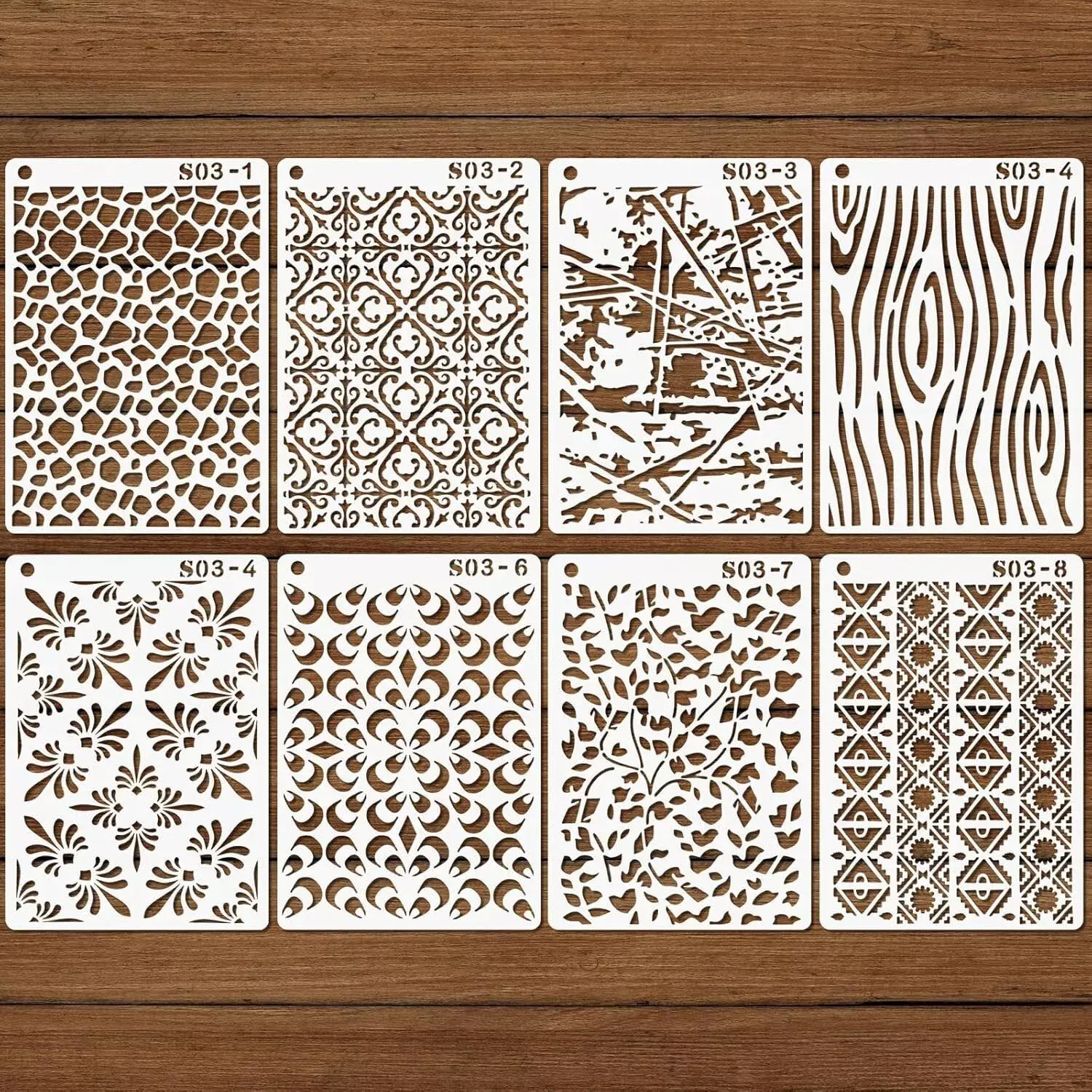 DIY Stencil Templates Set – 8.27"x5.9" | Reusable for Wood, Fabric, Walls