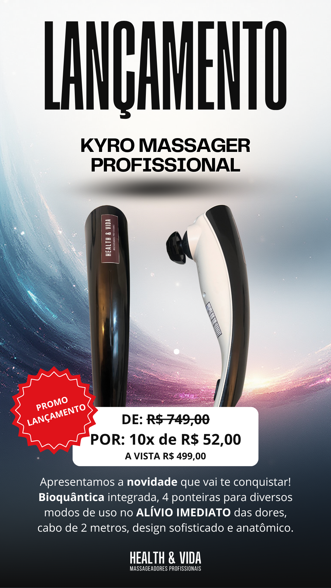 MASSAGEADOR KYRO MASSAGER PROFISSIONAL - 5.000 RPM
