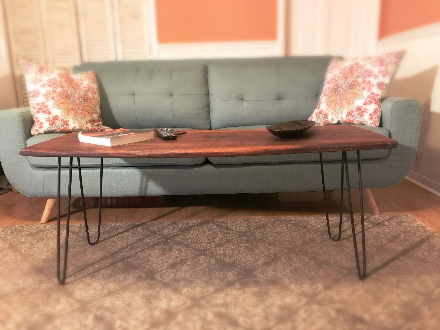 Live Edge Walnut Table with Hairpin Legs