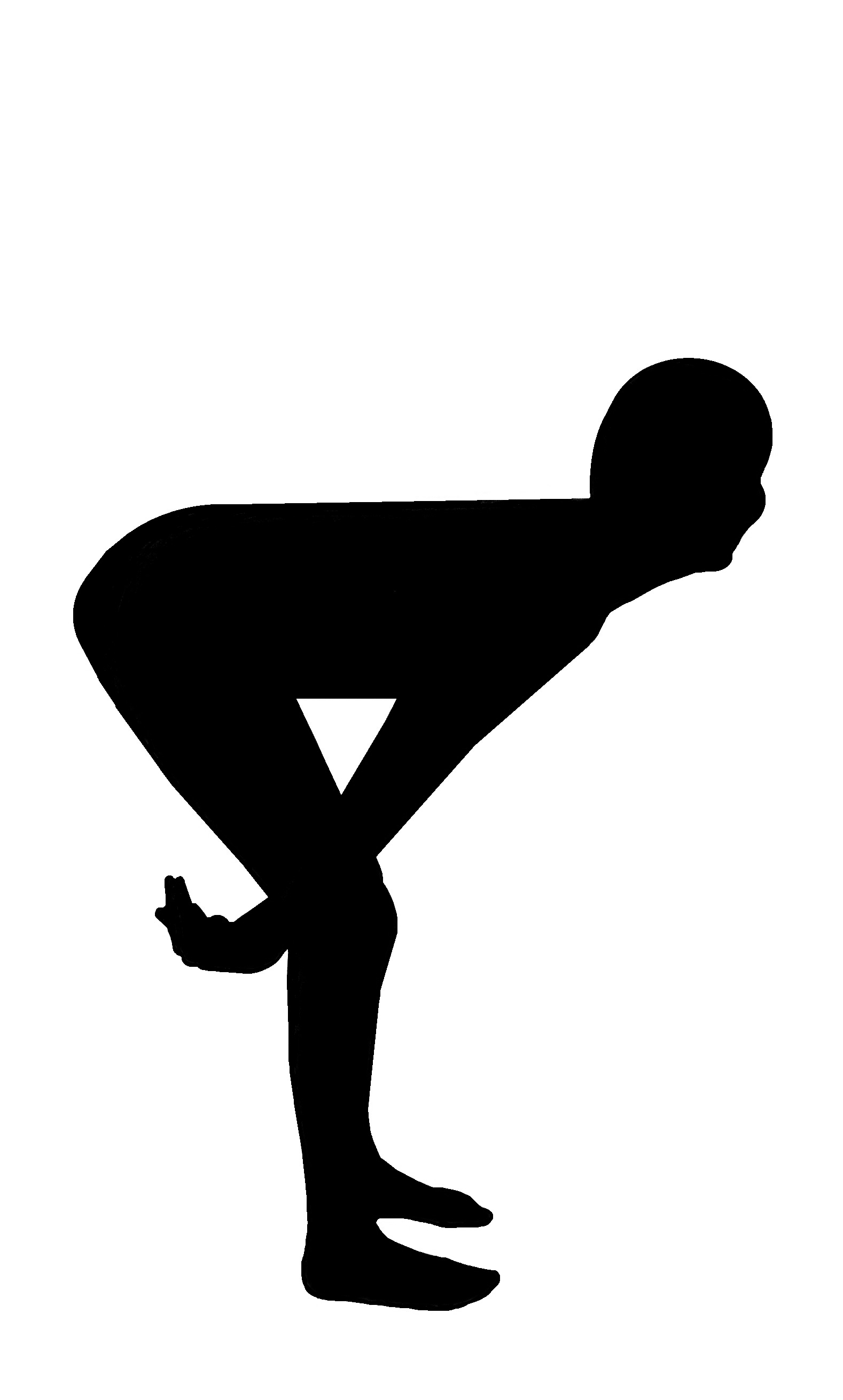 schwarze Figur in lustiger Pose mit blinkenden Augen