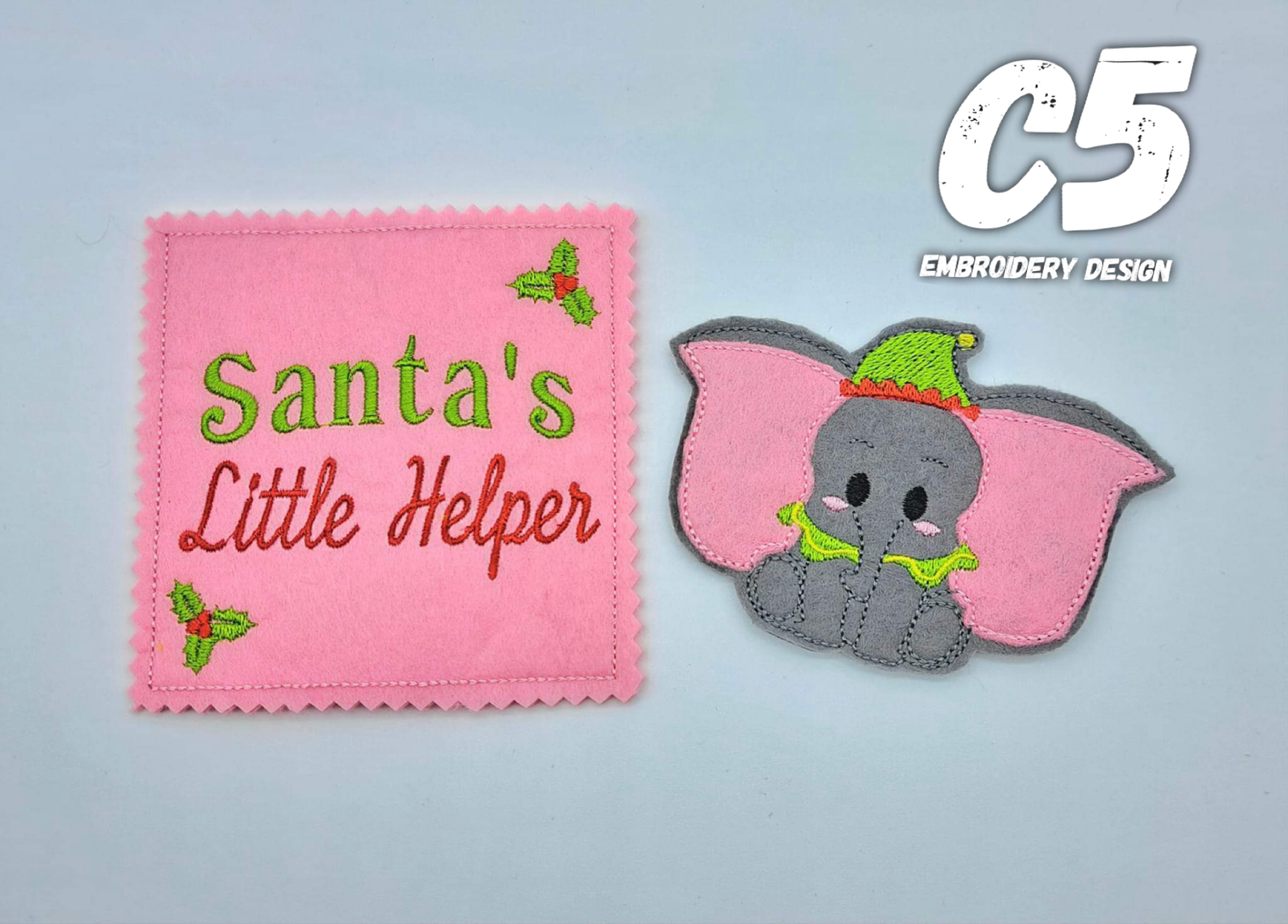 Elephant Elf Christmas Card Pouch and Finger Puppet - Christmas
