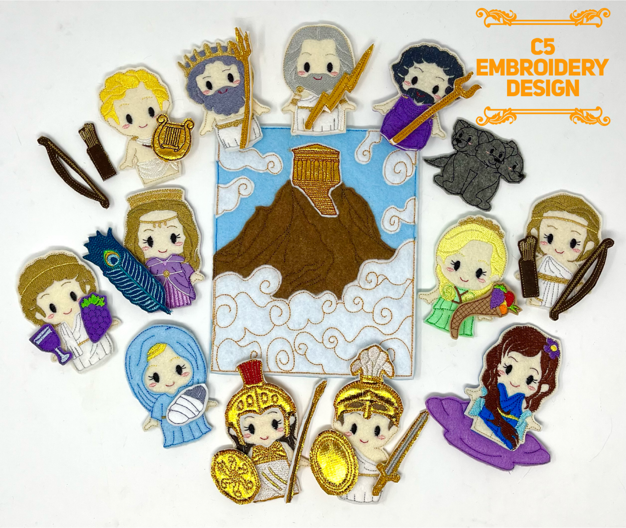 Greek Gods Finger Puppet Set 1 | C5EmbroideryDesigns.