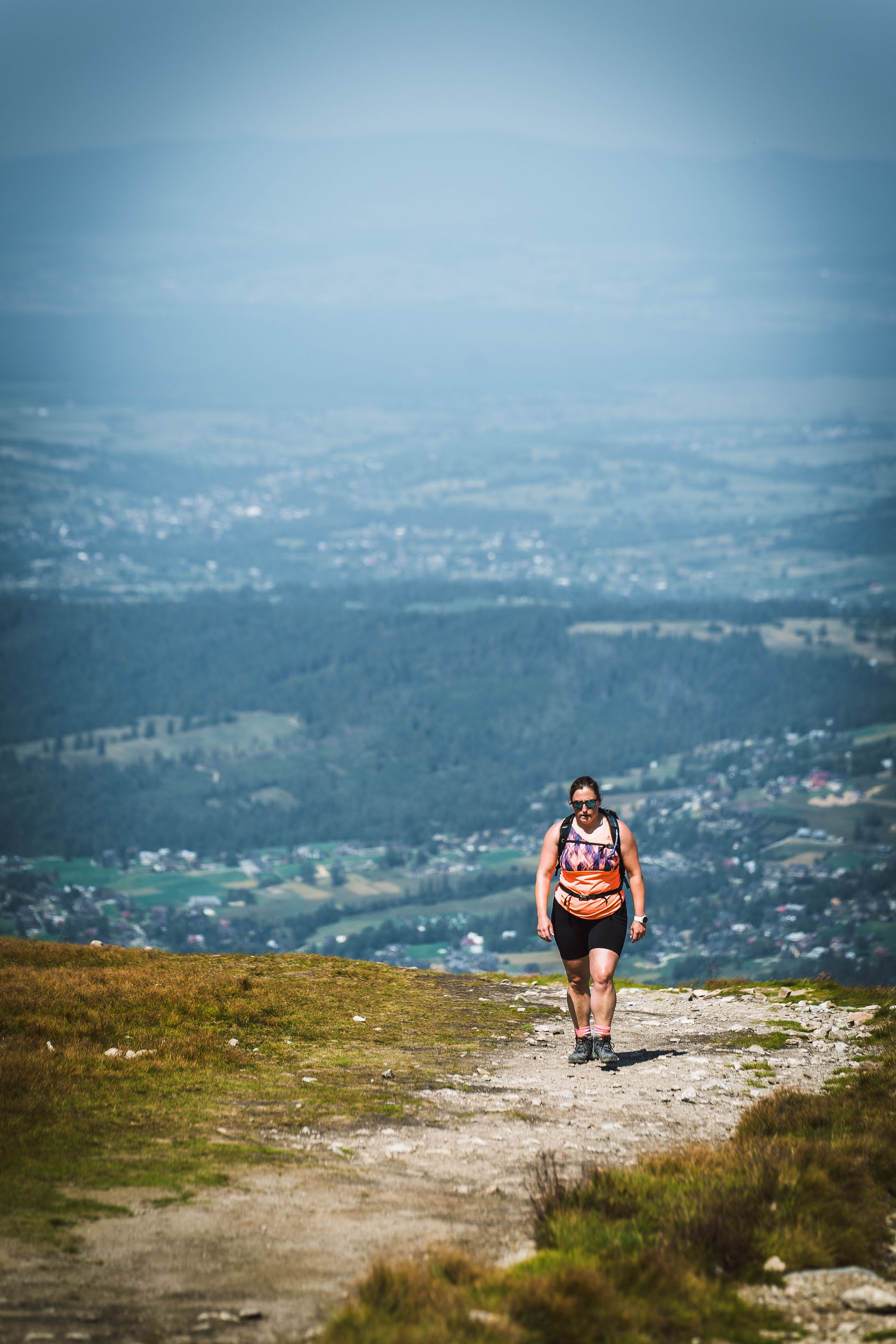 female hiker in the mountains