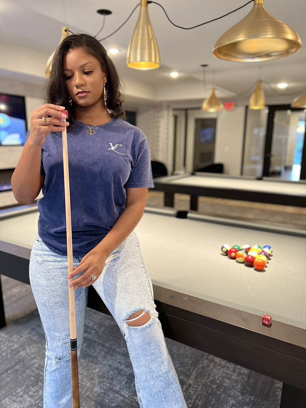 Thumbnail: YL2 Stone Wash Logo Tee - Blue Stone