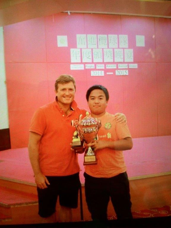 The Blair Abbiss Memorial Trophy for our overall player of the year, which is awarded for on and off the field ability and commitment was presented by Justin Abbiss to Chan Ka Chun.