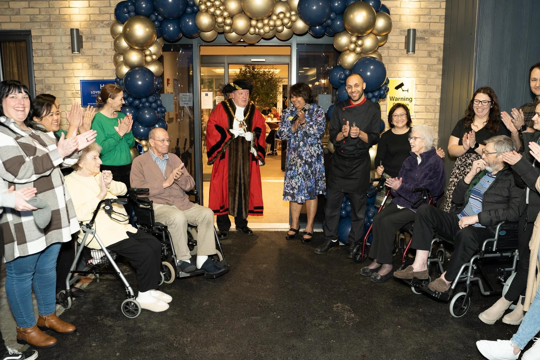 Mayor of Patchway cutting the ribbon at the opening of Lovell Place Care Home