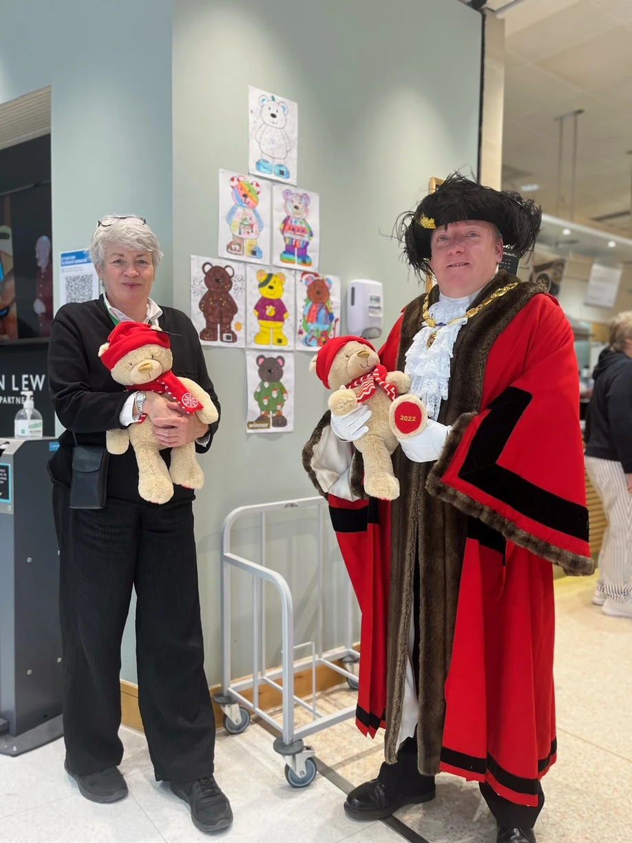 Mayor of Patchway Cllr Dayley Lawrence judging John Lewis' design your very own ‘Lewis Bear’ competi
