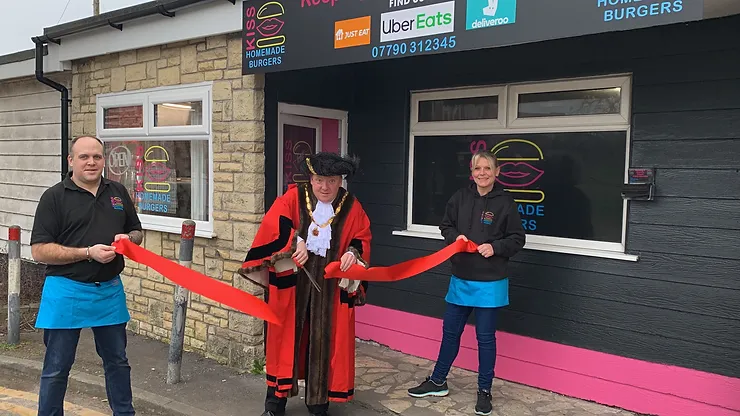 Mayor of Patchway at the opening of KISS Burgers